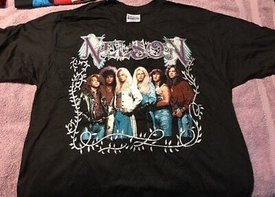 Vintage Original Nelson T-shirt 1990  Unworn Hair Band Glam Rock (e) 8482