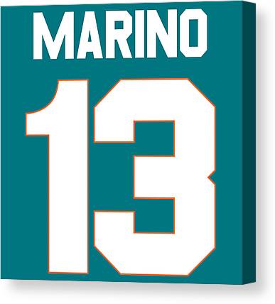 Dan Marino Miami Dolphins Jersey Number Art 2 Joe Hamilton Canvas Print