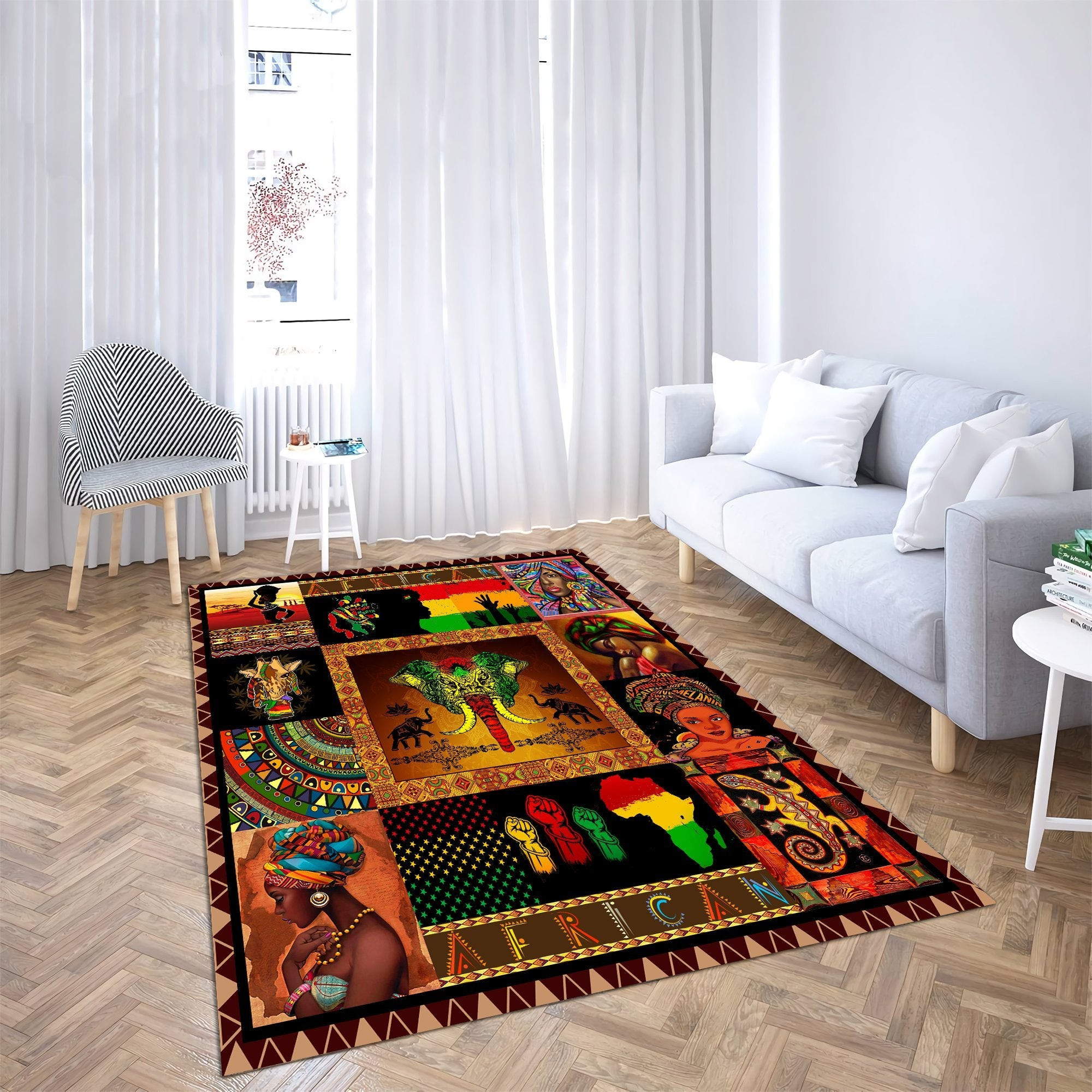 Africa Girl And Animal Rug Carpet – Funny Rug Gift Floor Decorate