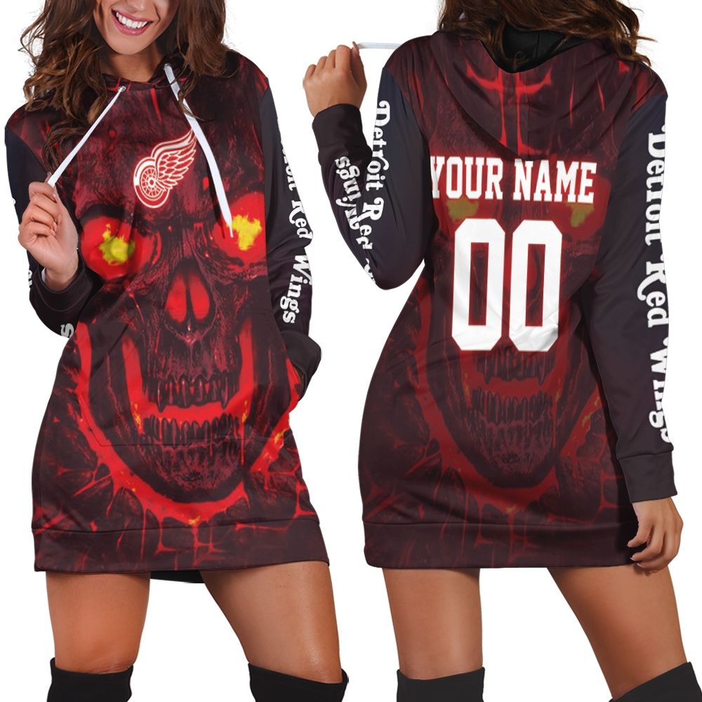 Detroit Red Wings Skull Magma Personalized Hoodie Dress