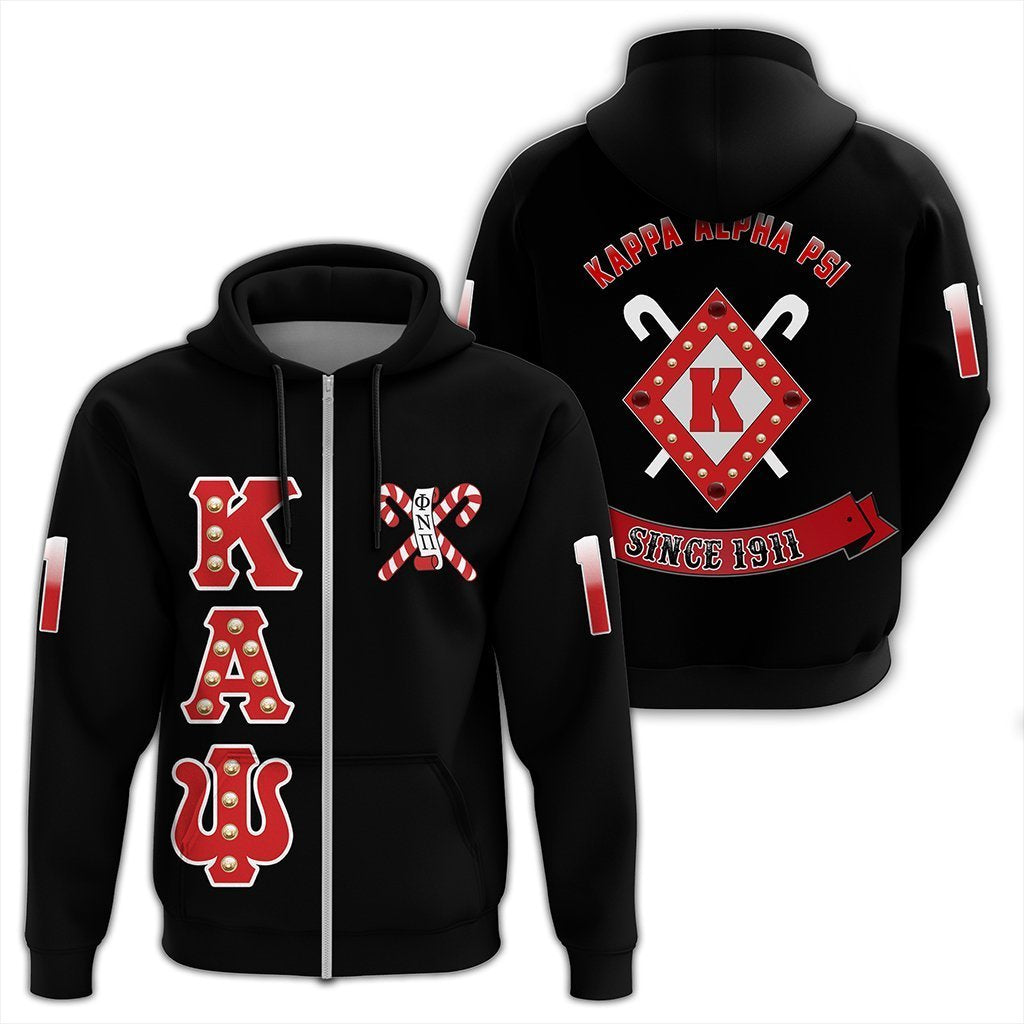 Greek Life Hoodie – Kappa Alpha Psi Crystal Black Zip Hoodie