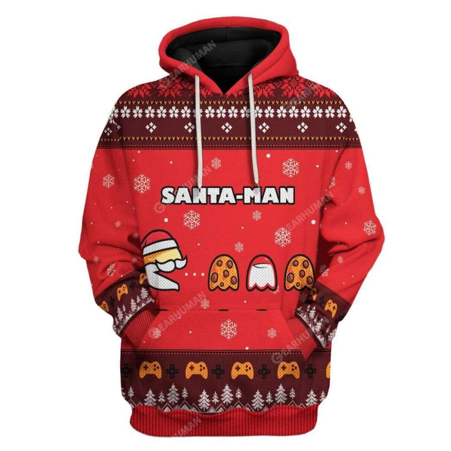 Ugly Christmas Santa Man Hoodie Tshirt Apparel