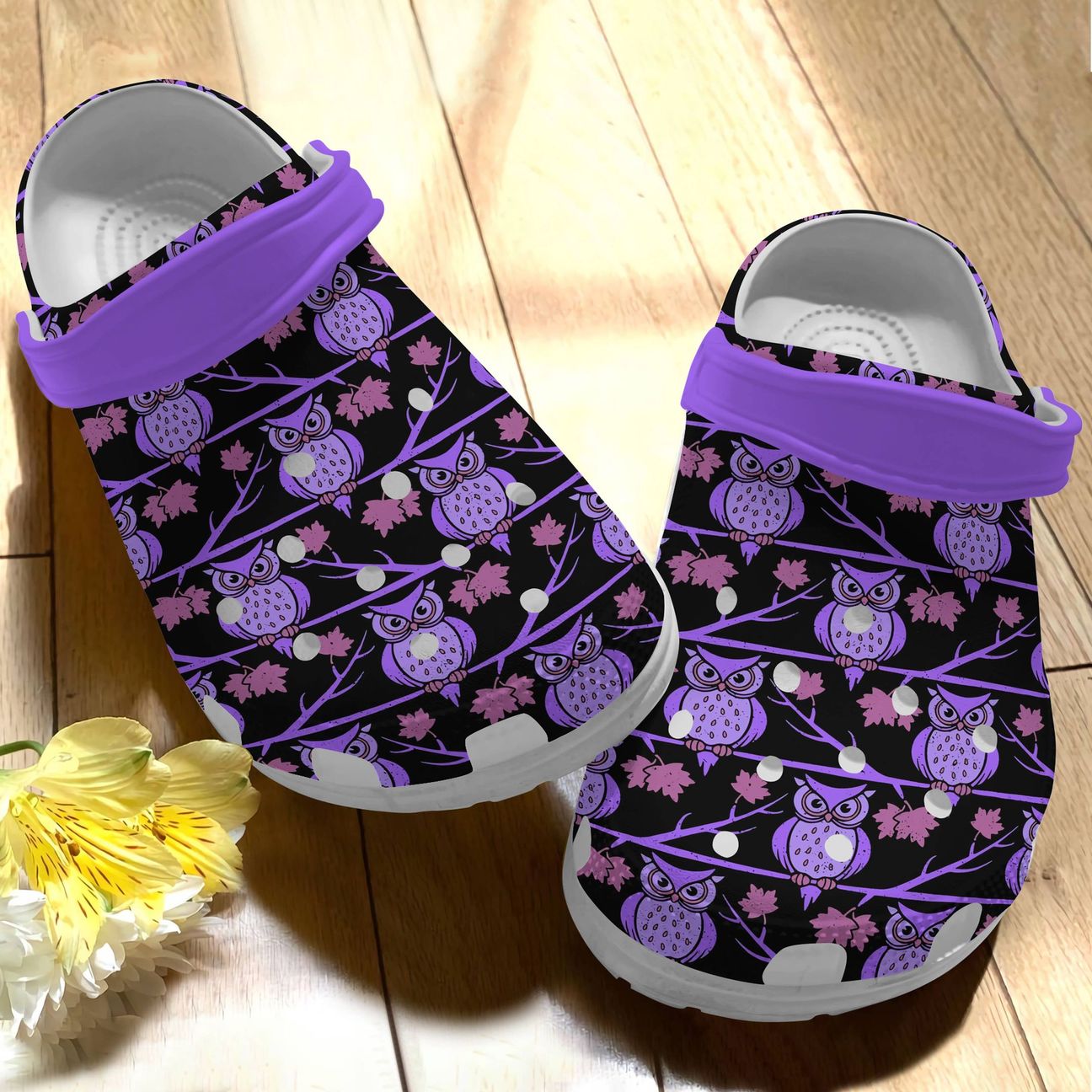 Owl Personalize Clog, Custom Name, Text, Fashion Style For Women, Men, Kid, Print 3D Purple Owls