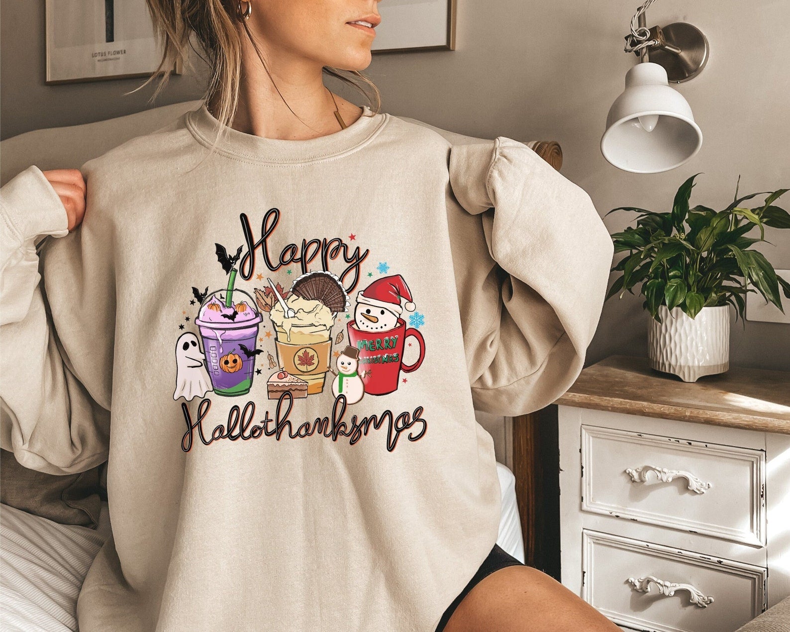 Christmas Coffee Sweatshirt Halloween 2D Crewneck Sweatshirt All Over Print Sweatshirt For Women Sweatshirt For Men Sws3617