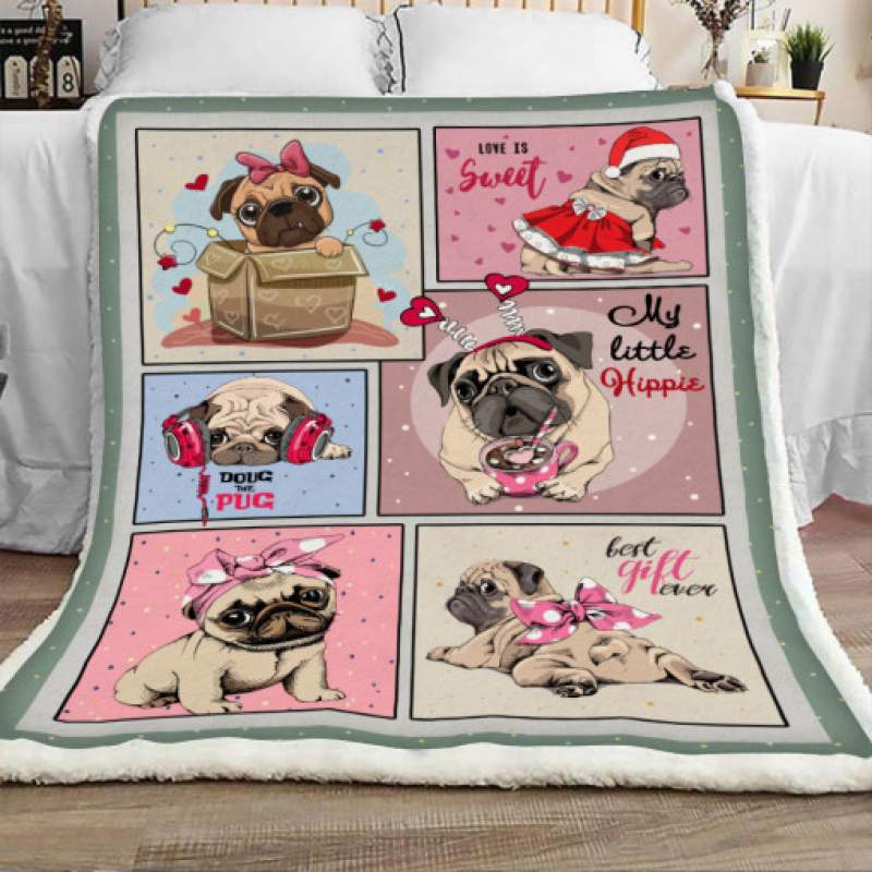 Pug Dog Sherpa Blanket FB0102 73O50 (Copy) (Copy)