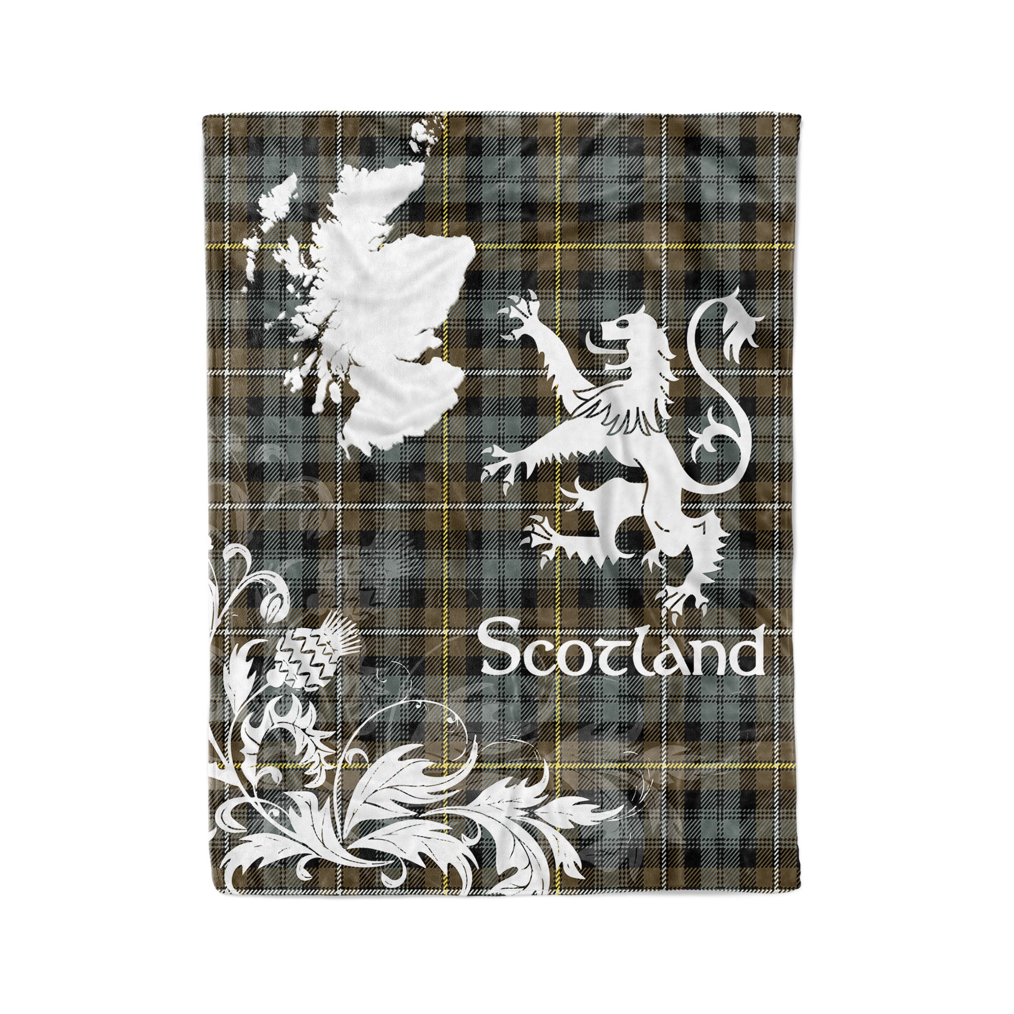 Tartan Plaid Fleece Blanket Tartan Blanket Thistle And Lion Scottish Clan Campbell Argyll Weathered Plaid Blanket