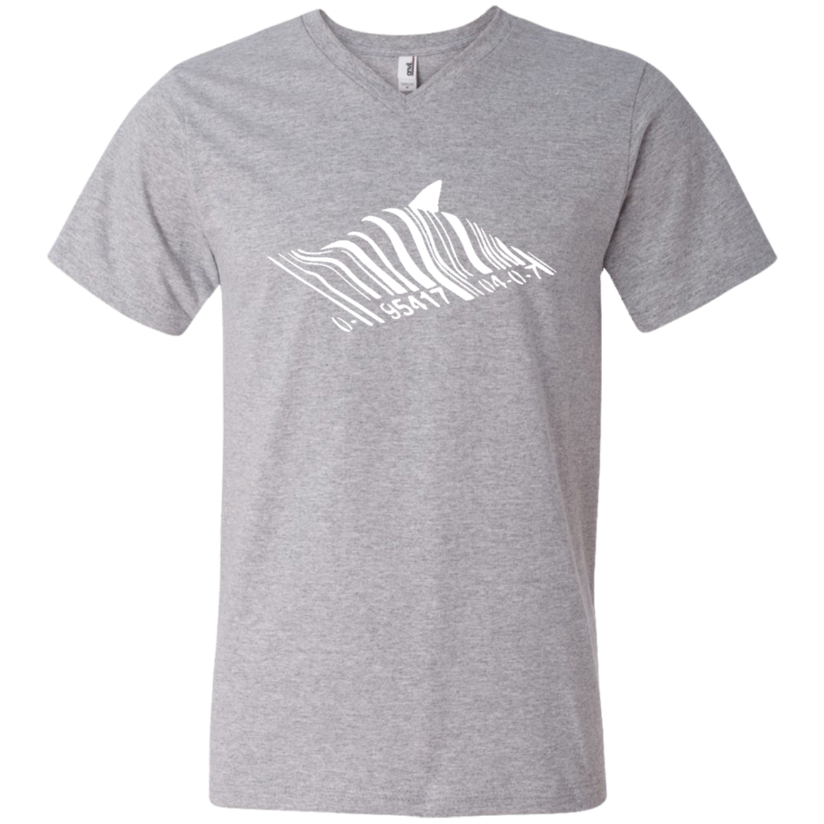 Banksy’S Shark Bar-Code Men’S V-Neck T-Shirt