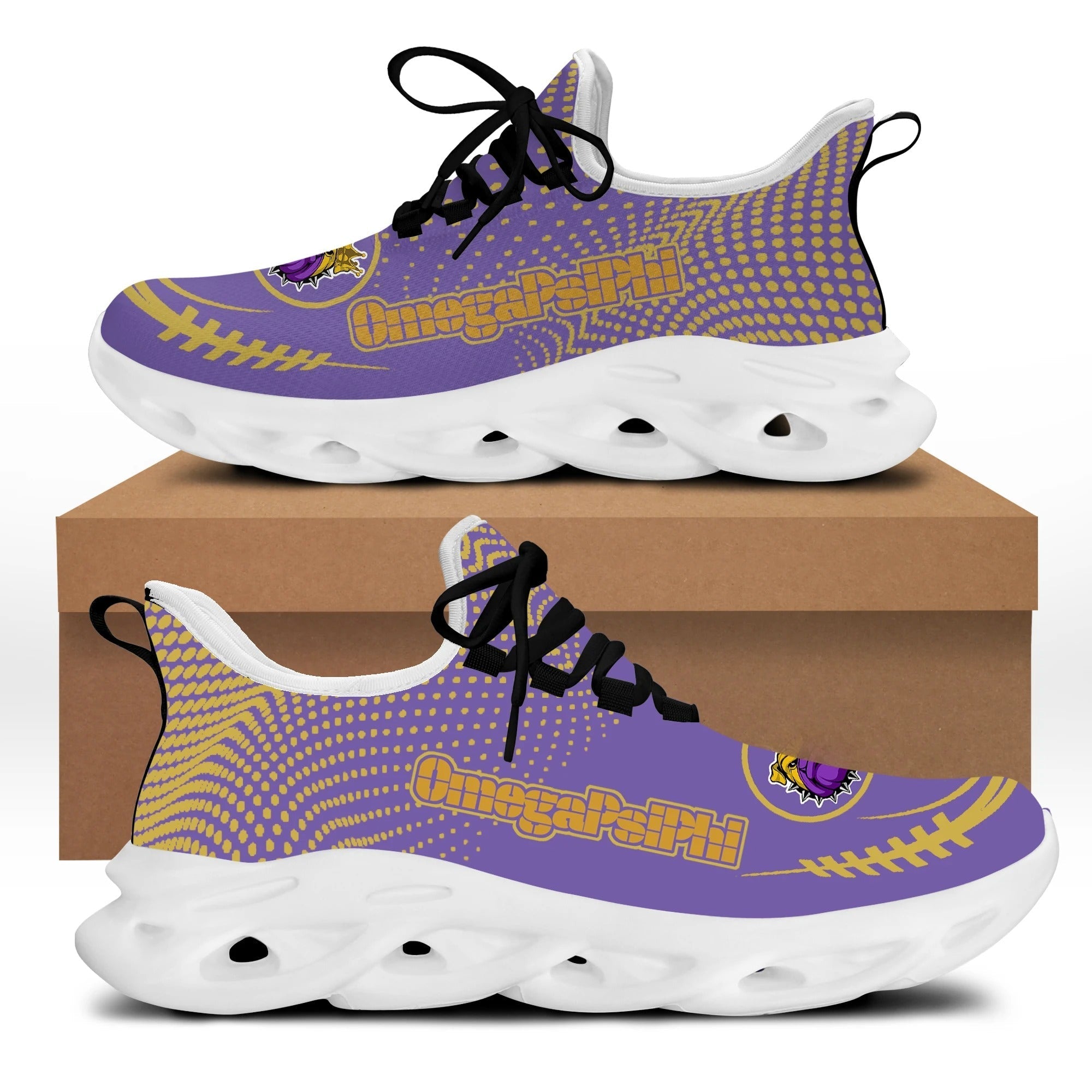 Wonder Print Footwear – Omega Psi Phi Gold Dots Clunky Sneakers Lt10