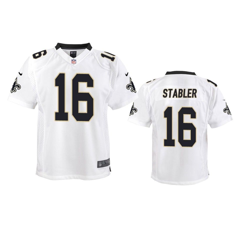 New Orleans Saints Ken Stabler Game White Youth Jersey