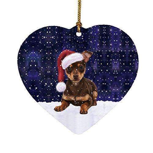 Let It Snow Chihuahua Puppy Christmas Heart Ornament Por2017