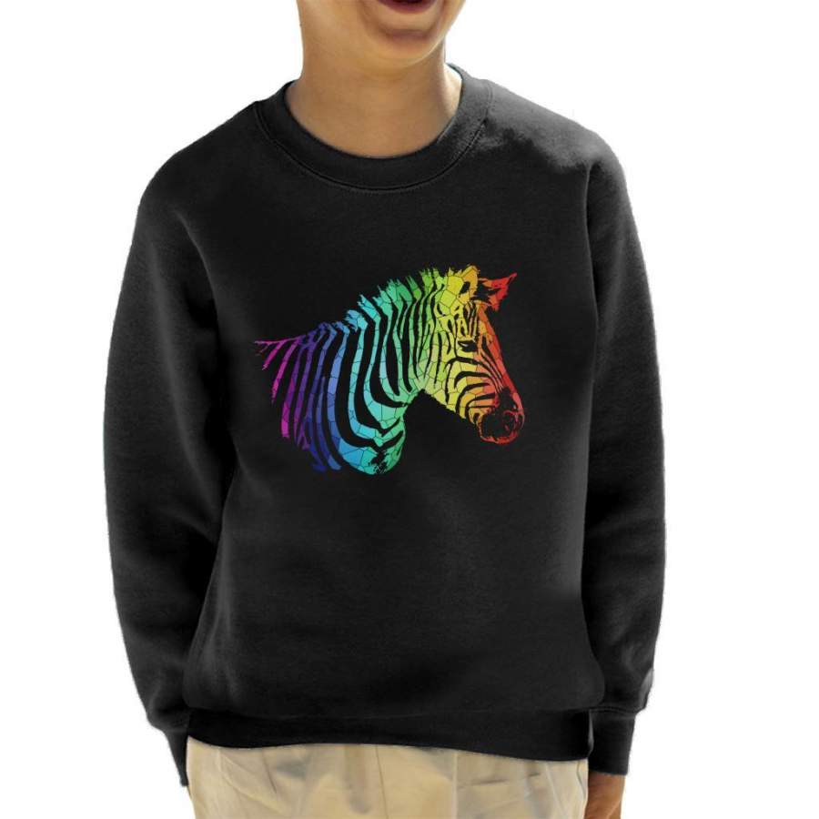 Rainbow Zebra Mosaic Kid’s Sweatshirt