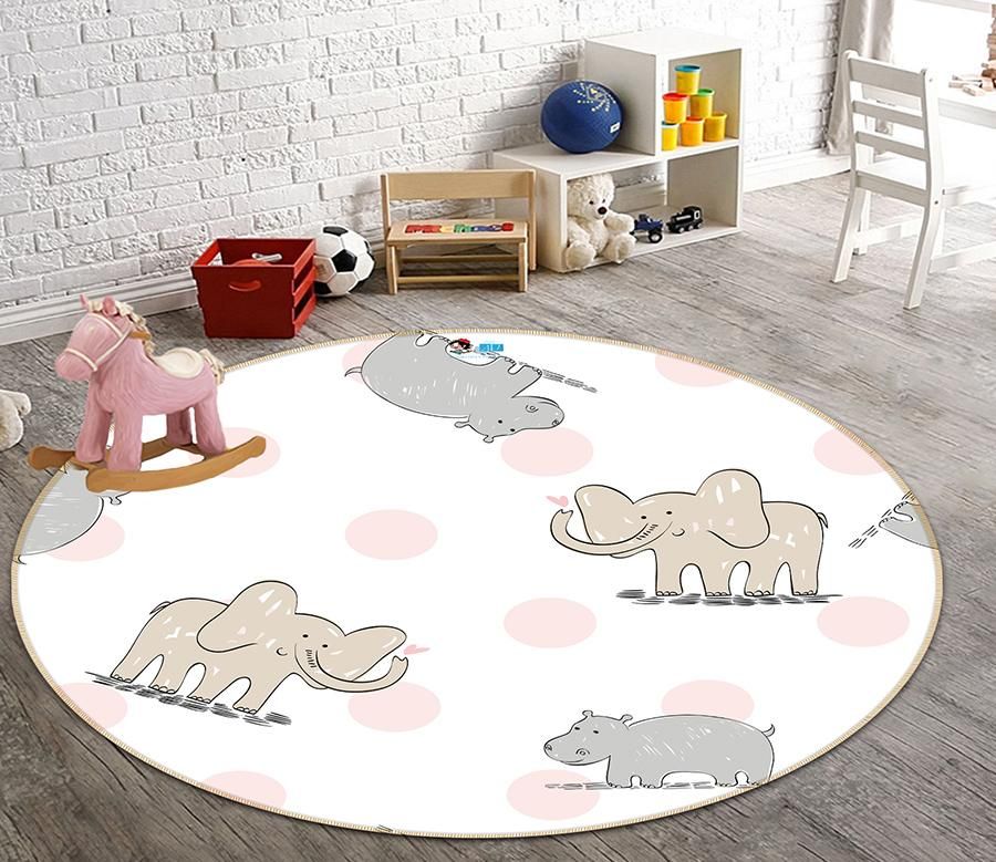 3d Elephant 64160 Round Rug Home Decor