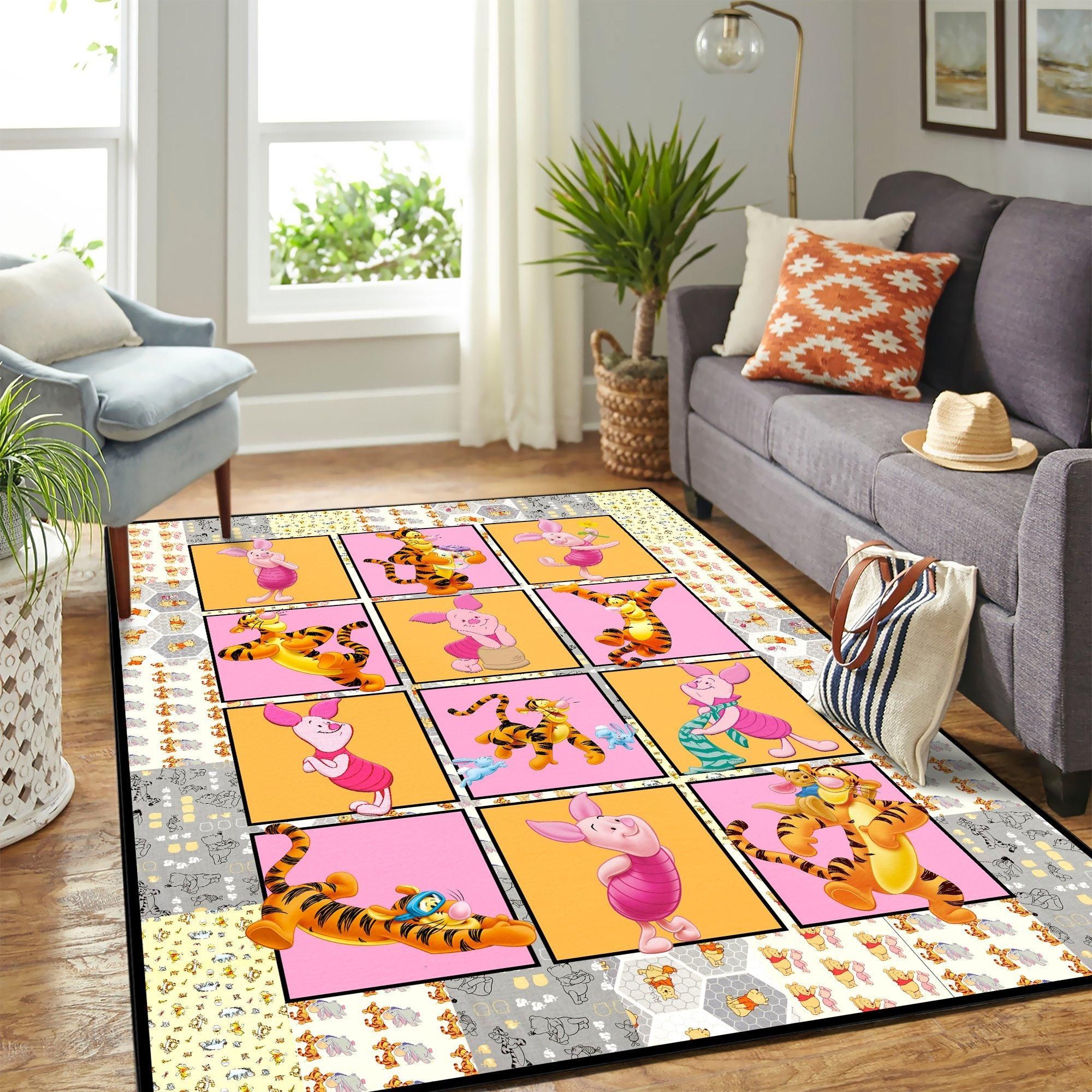 Winnie The Pooh Tigger And Piglet Area Rug Geeky Carpet – Home Decor – Bedroom Living Room Décor