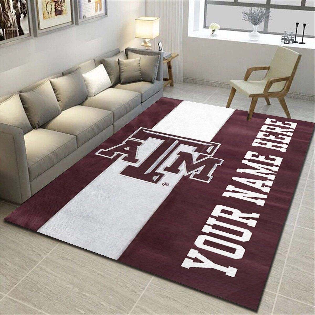 Texas A&M Aggies Personalized Rug,Team Living Room Bedroom Carpet,Customized Fan Cave Floor Mat