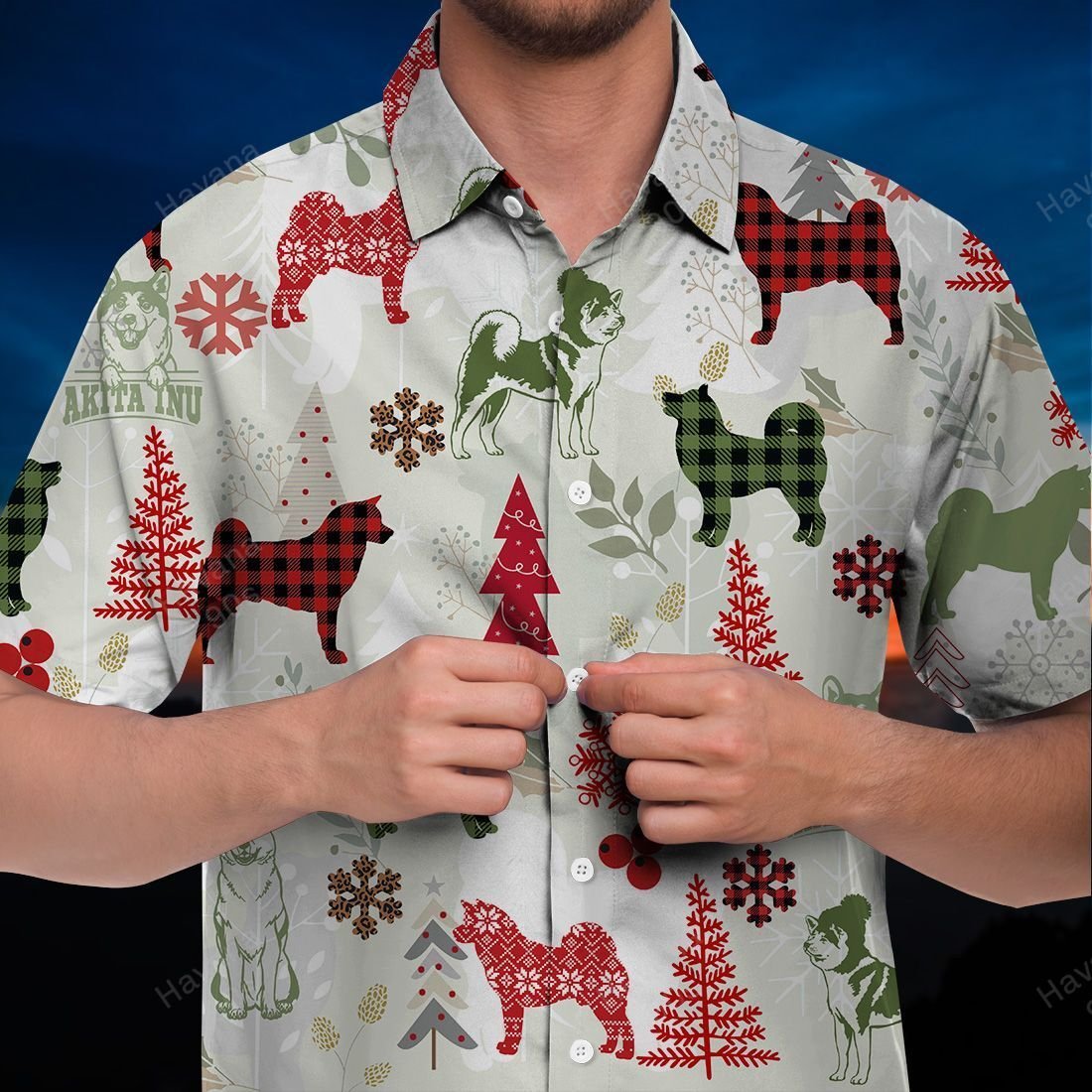 Akita Inu Hawaiian Shirt Christmas Flannel