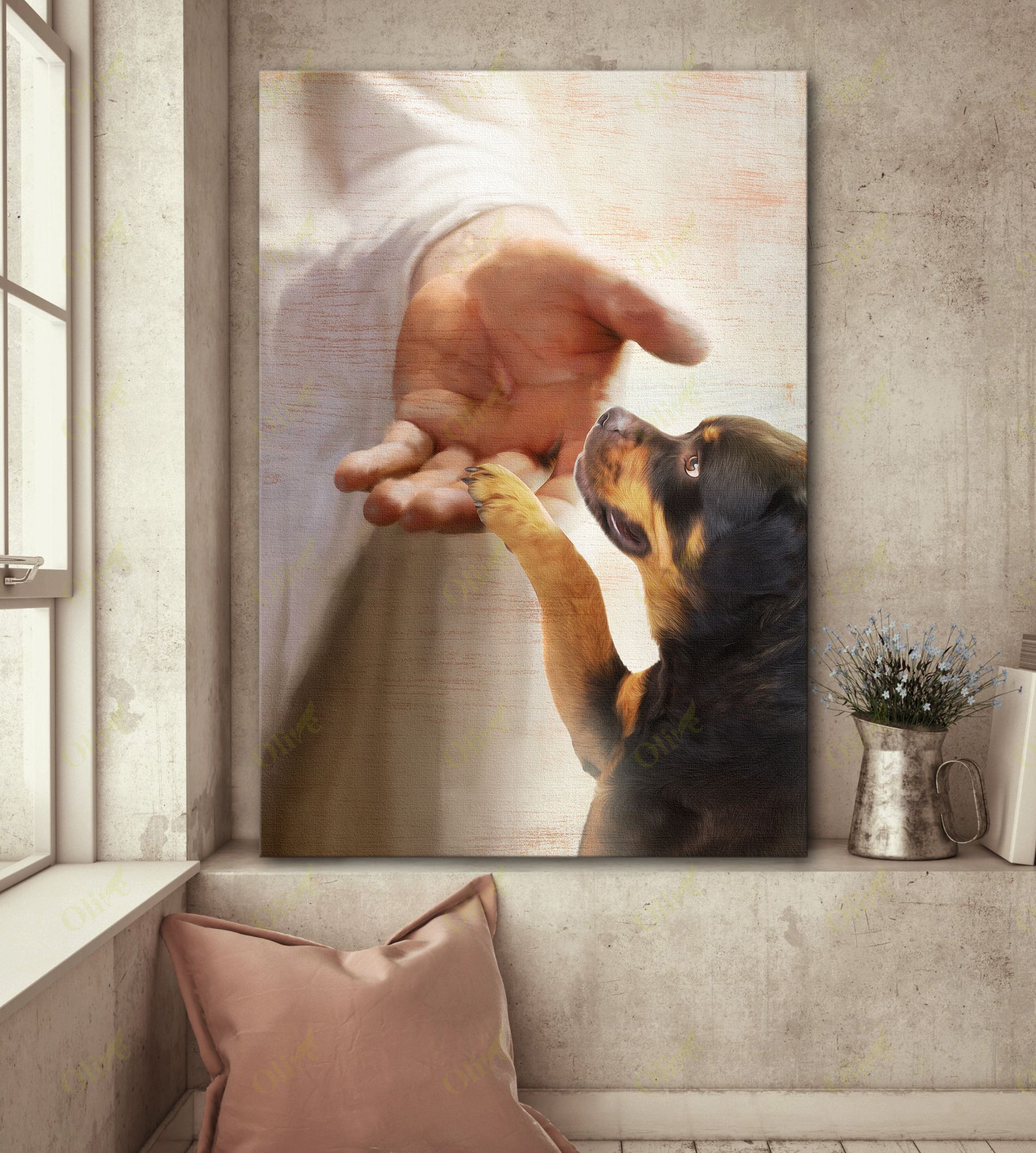Rottweiler – Take My Hand 2 Canvas And Poster | Wall Decor Visual Art