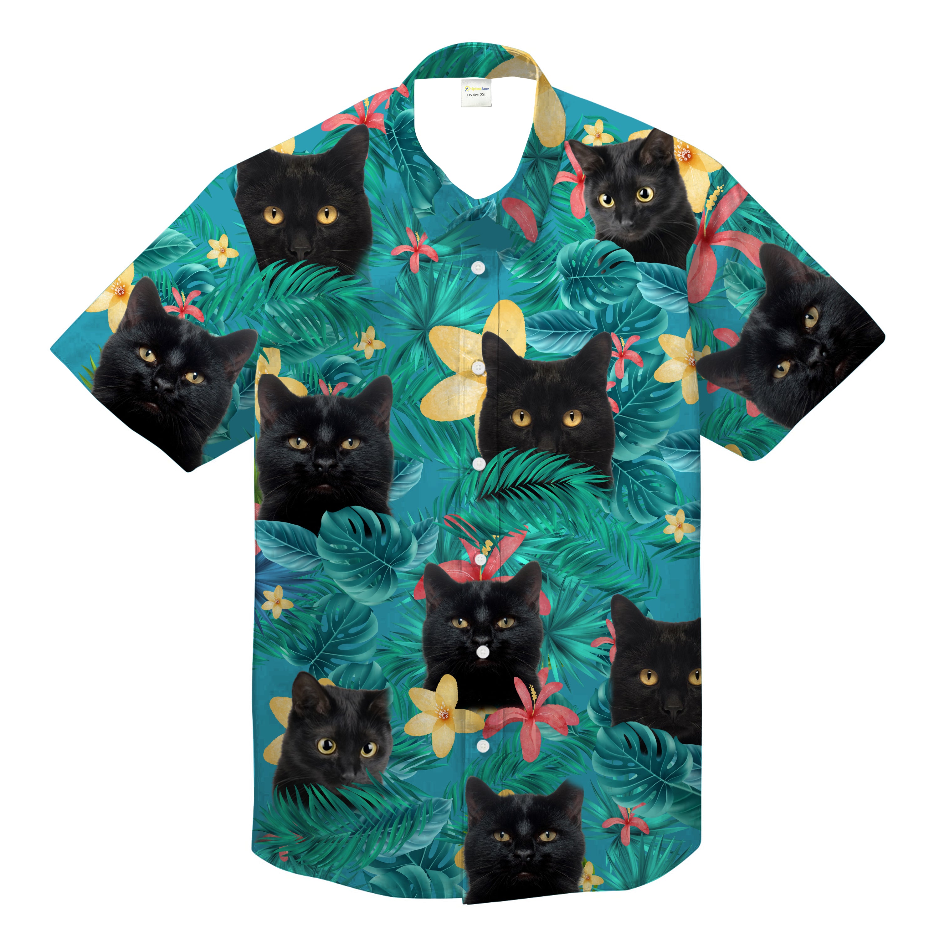 Black Cat Tropical Flower Unisex Hawaiian Shirt Gift For Men, Woman Love Cat, Kitten – Tnn649