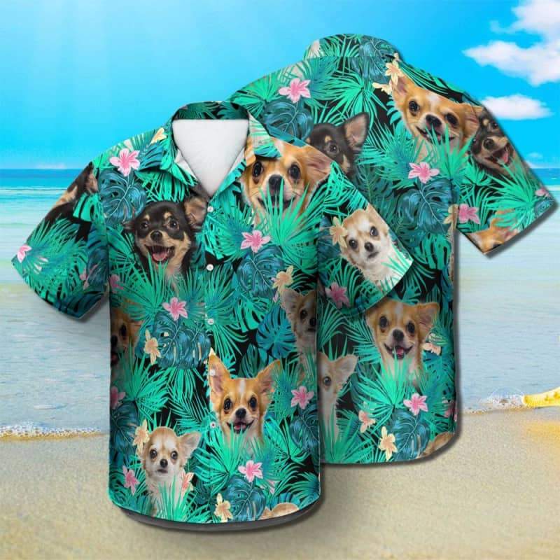 Chihuahua Dog Summer Leaves Hawaiian Shirt, Chihuahua Aloha Shirt, Hawaiian Shirt For Dog Lover