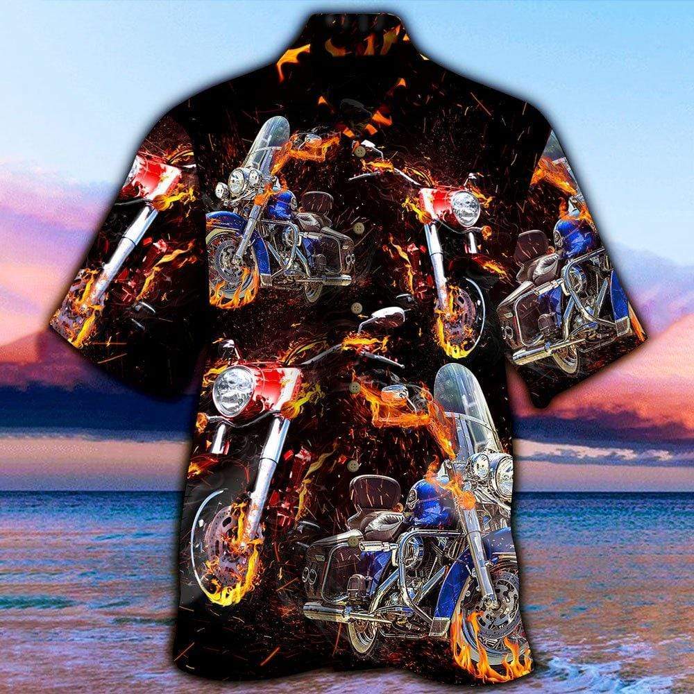 Flame American Motorcycles On Fire Hawaii Shirt Ha103099