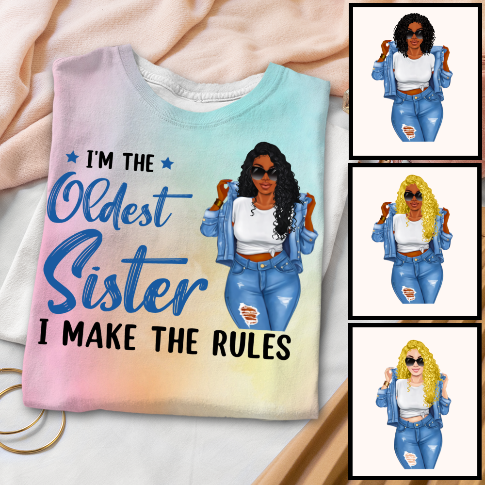 Sisters Are Rules – Up To 5 Sisters Personalized Tie Dye Shirt Hoodie Ap370