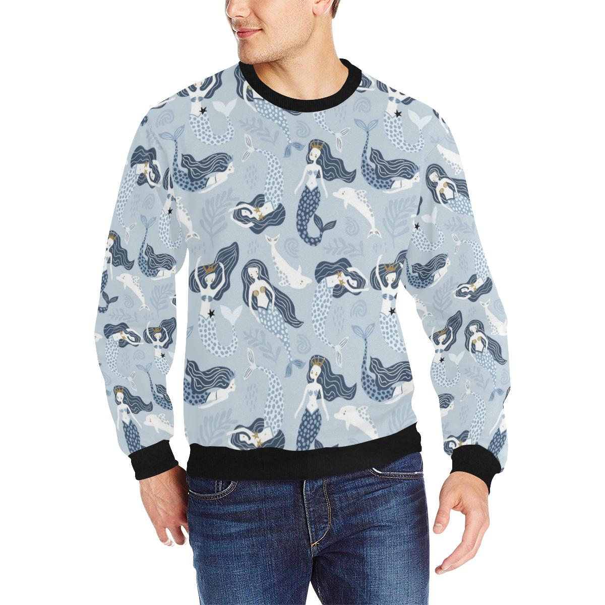 Mermaid Dolphin Pattern Men’s Crew Neck Sweatshirt