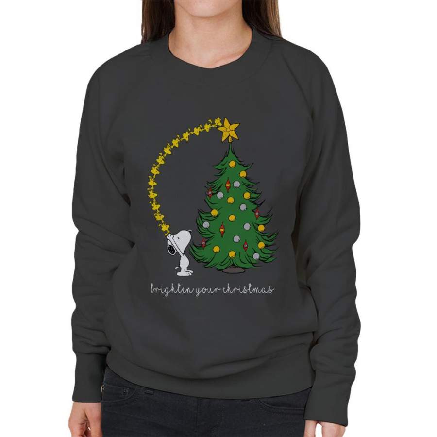 Peanuts Snoopy Woodstock Brighten Your Christmas Women’s Sweatshirt