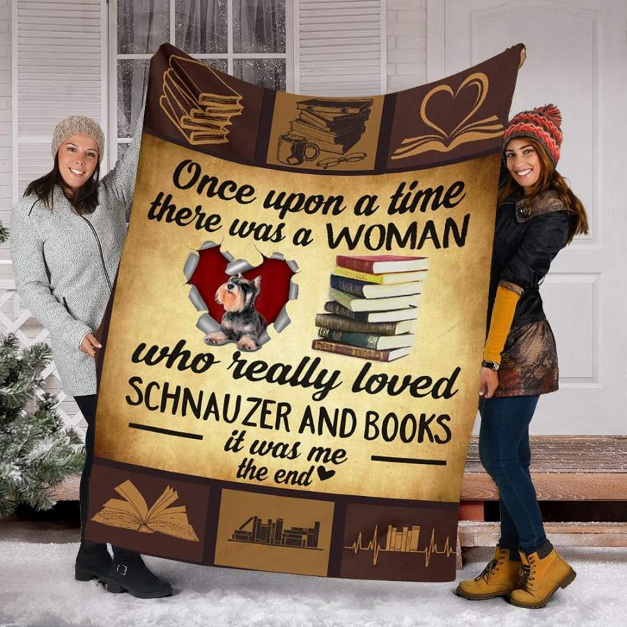Custom Blanket Schnauzer Dog And Books Blanket – Fleece Blanket