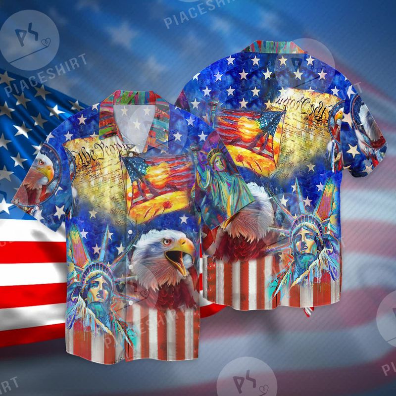 Love America Patriot Water Color Fashionable Full Print Hawaiin Shirt Ha18683