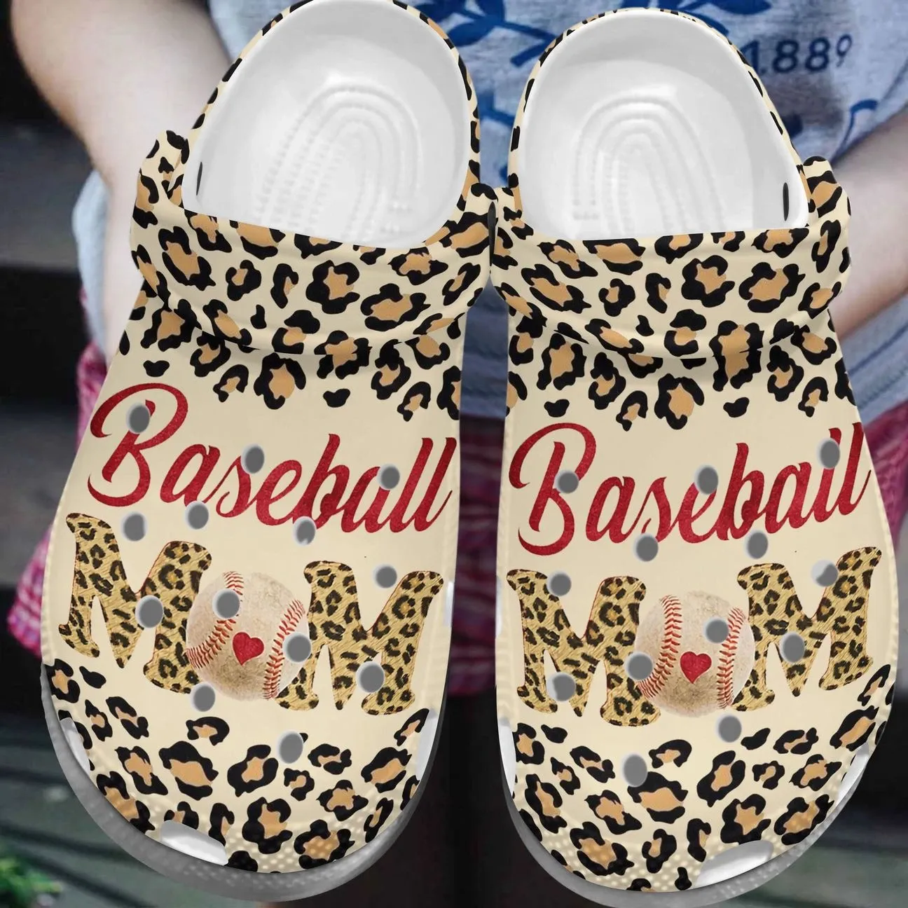 Baseball Personalize Clog Custom Crocss Fashionstyle Comfortable For Women Men Kid Print 3D Baseball Mom Leopard