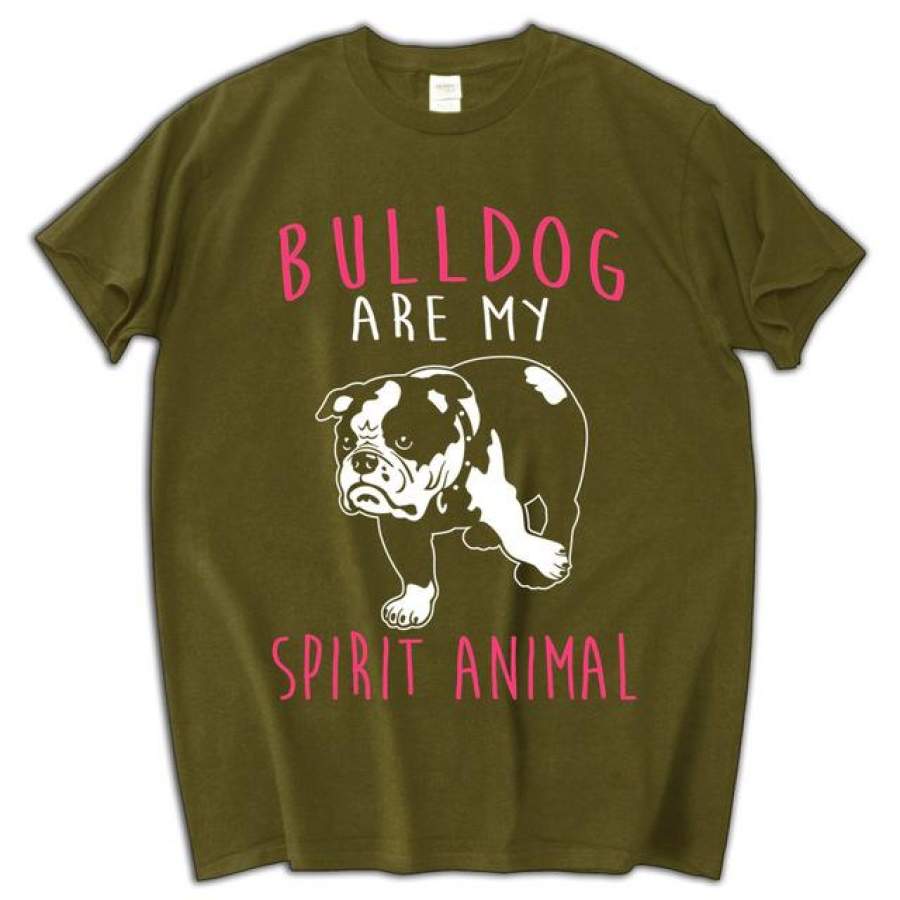 Bulldog Are My Spirit Animal Letter Print T-shirt