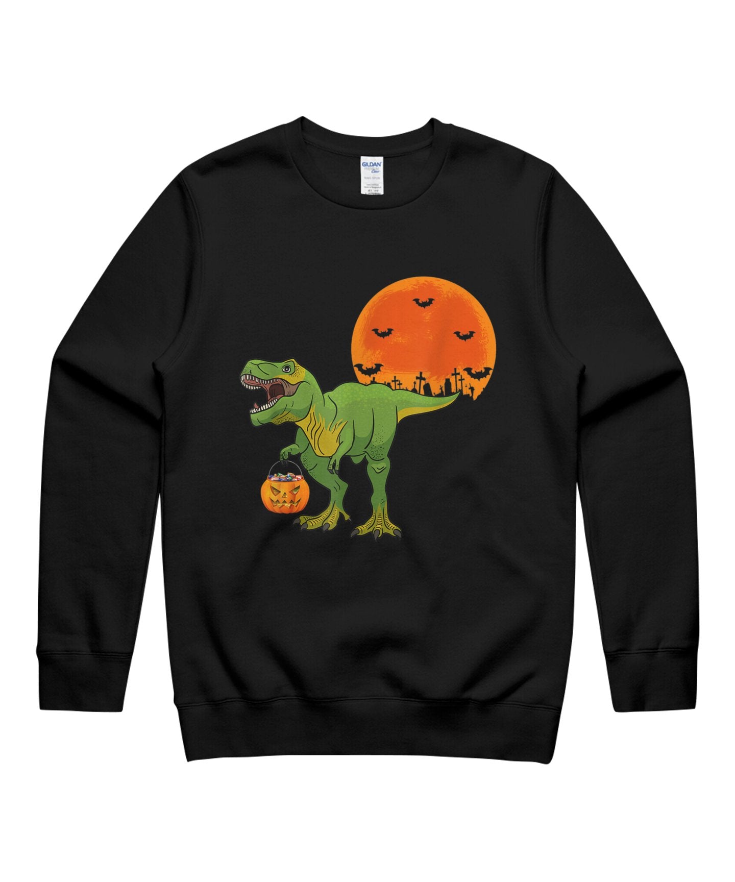 T-Rex Halloween Dinosaur Boys Pumpkin Jack O Lantern Candy Halloween Unisex Crewneck Sweatshirt