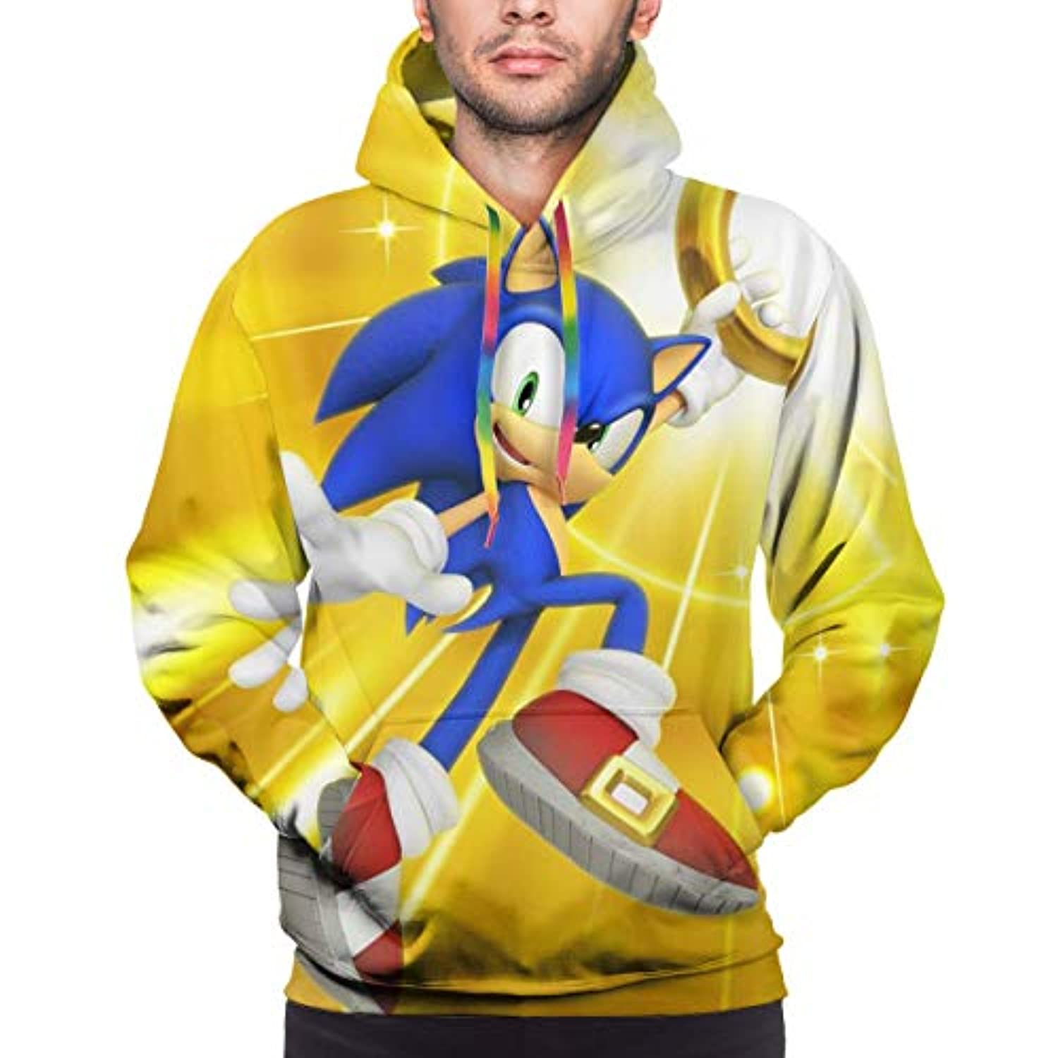 Cartoon Games Sonic Hoodie – Sonic the Hedgehog 3D Print Yellow Pullover Hooded Sweatshirt