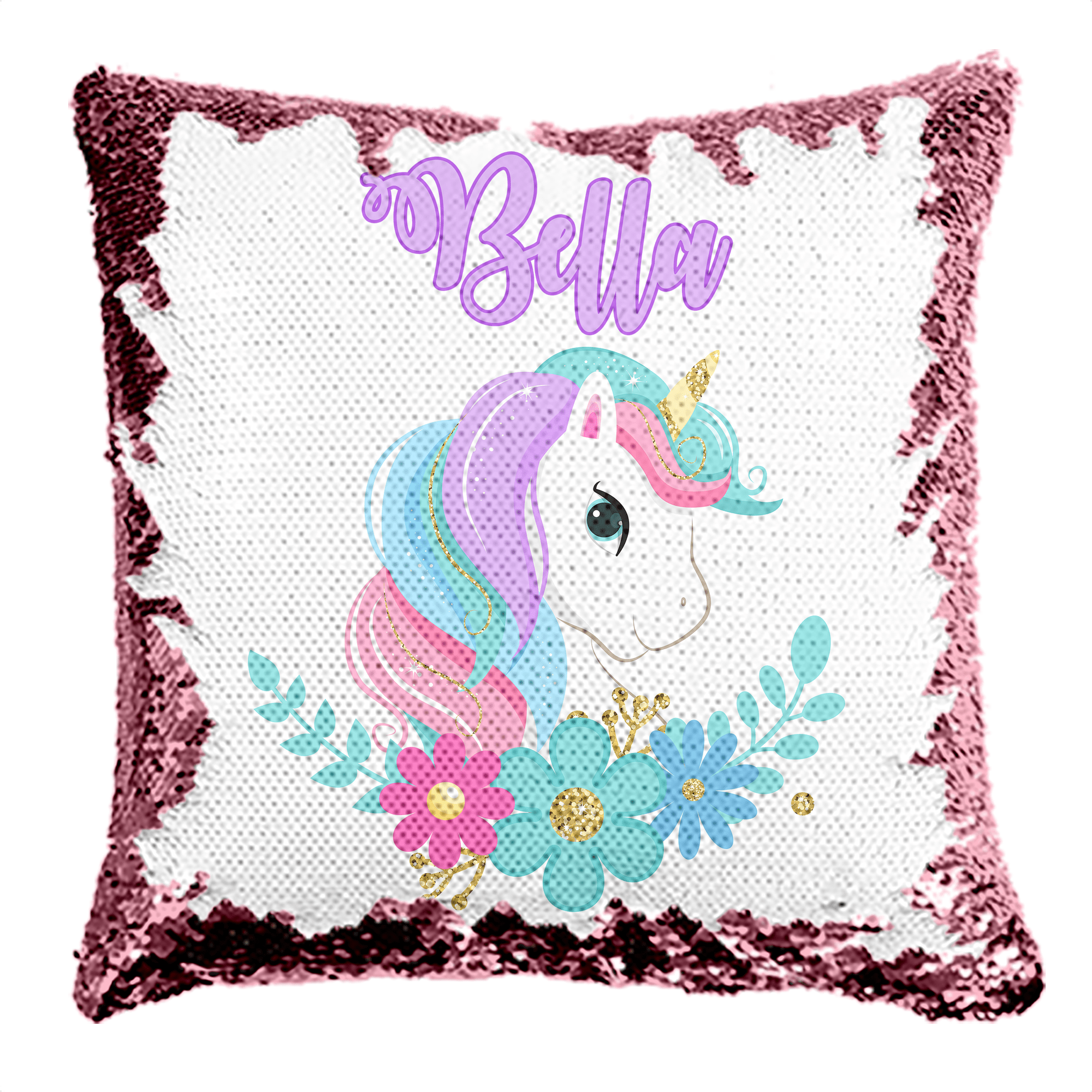 Personalized Unicorn Reversible Sequin Flip Pillow | 6 Designs And Colors To Choose From