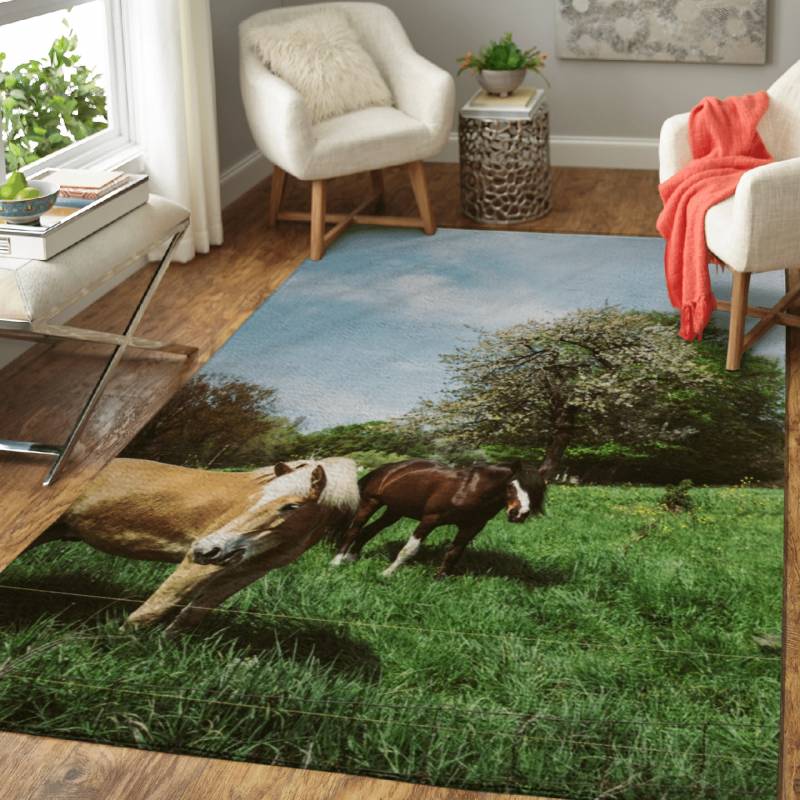 Spring Ponies – Animals Area Rug Carpet