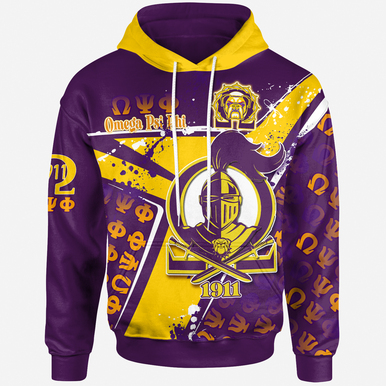 Omega Psi Phi Hoodie – Custom Omega Psi Phi Fraternity Knight With Bulldog 1911 Splash Style