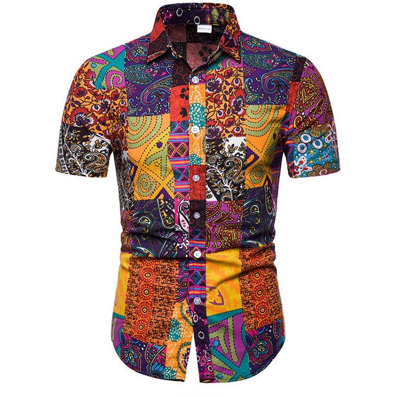 Mens Hawaii Male Casual Printed Beach Shirts Ha28871