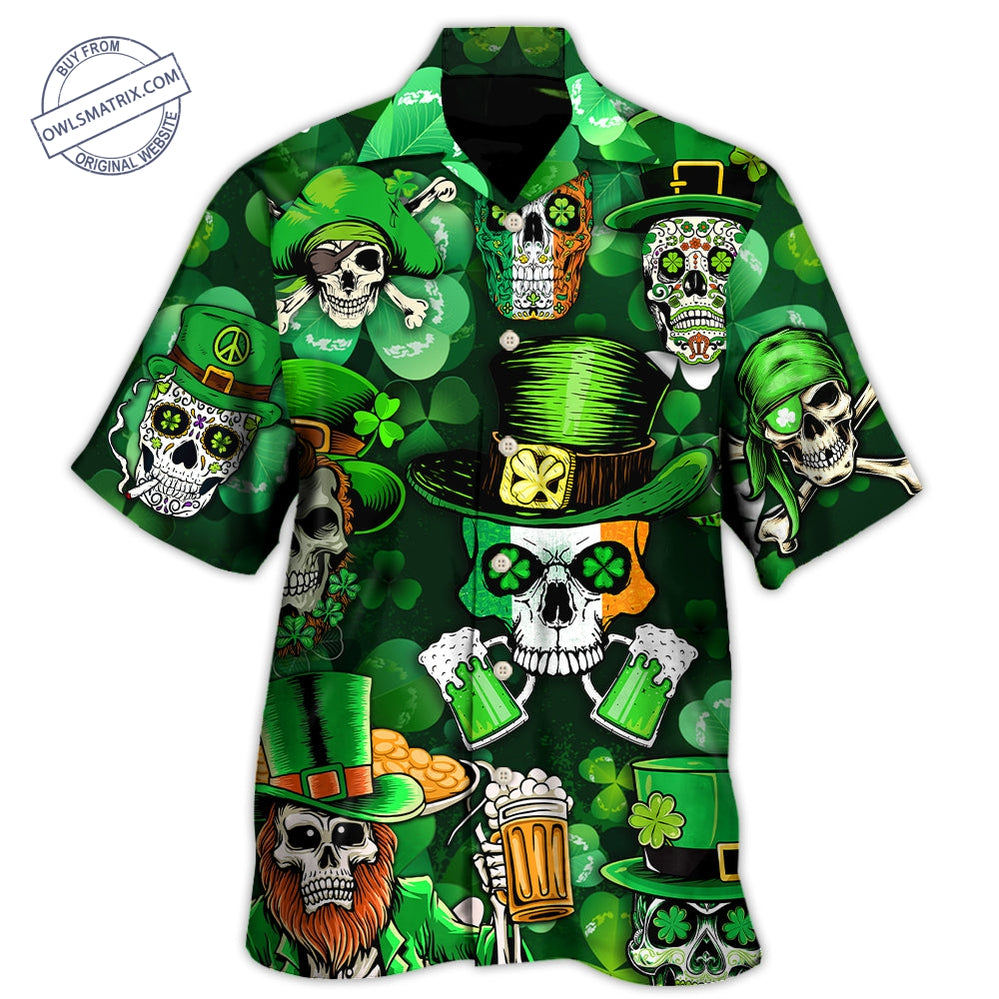 Irish Skull St Day Green Light Hawaii Shirt Ha6622