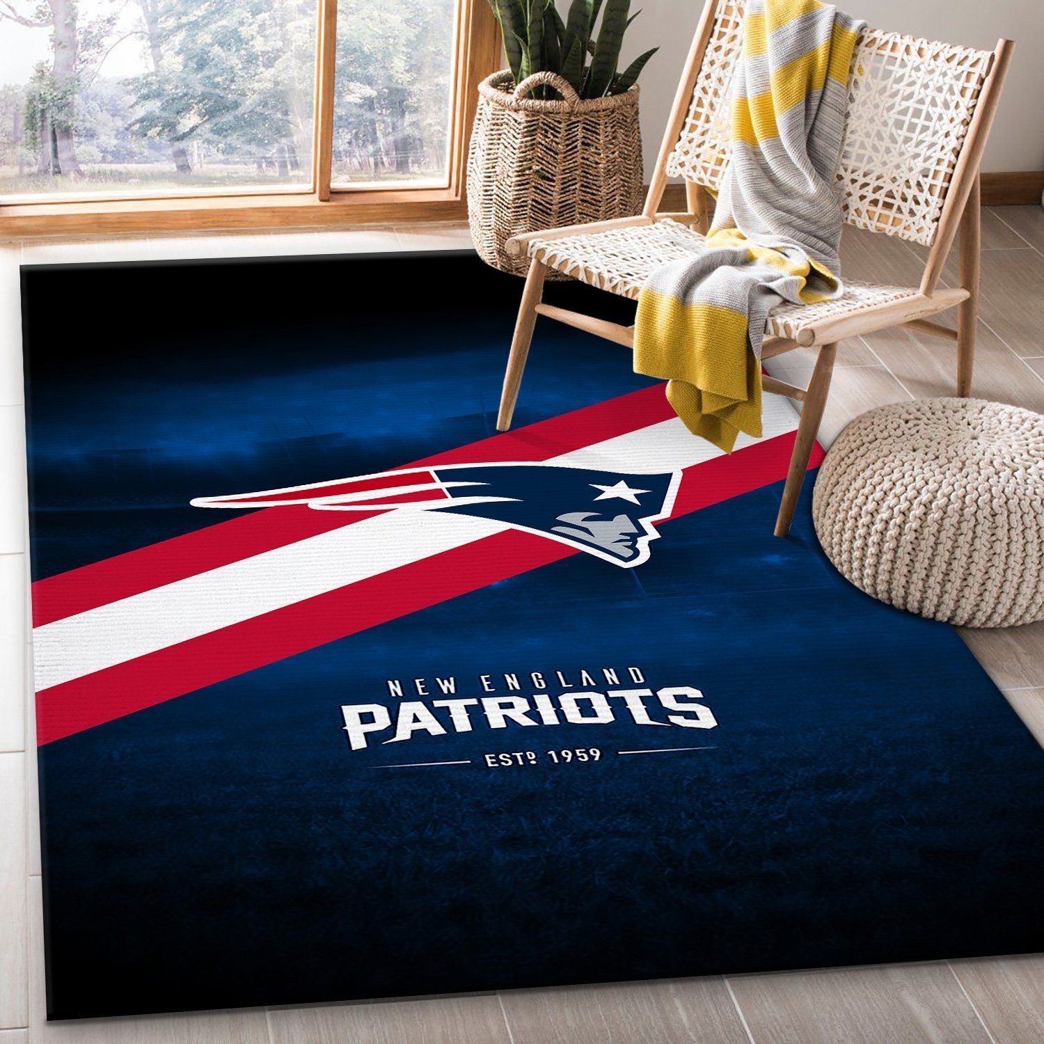 New England Patriots Distressed Rug All Over Print Logo Custom Area Rug Carpet Full Sizes Home Living Rug Carpet Decor