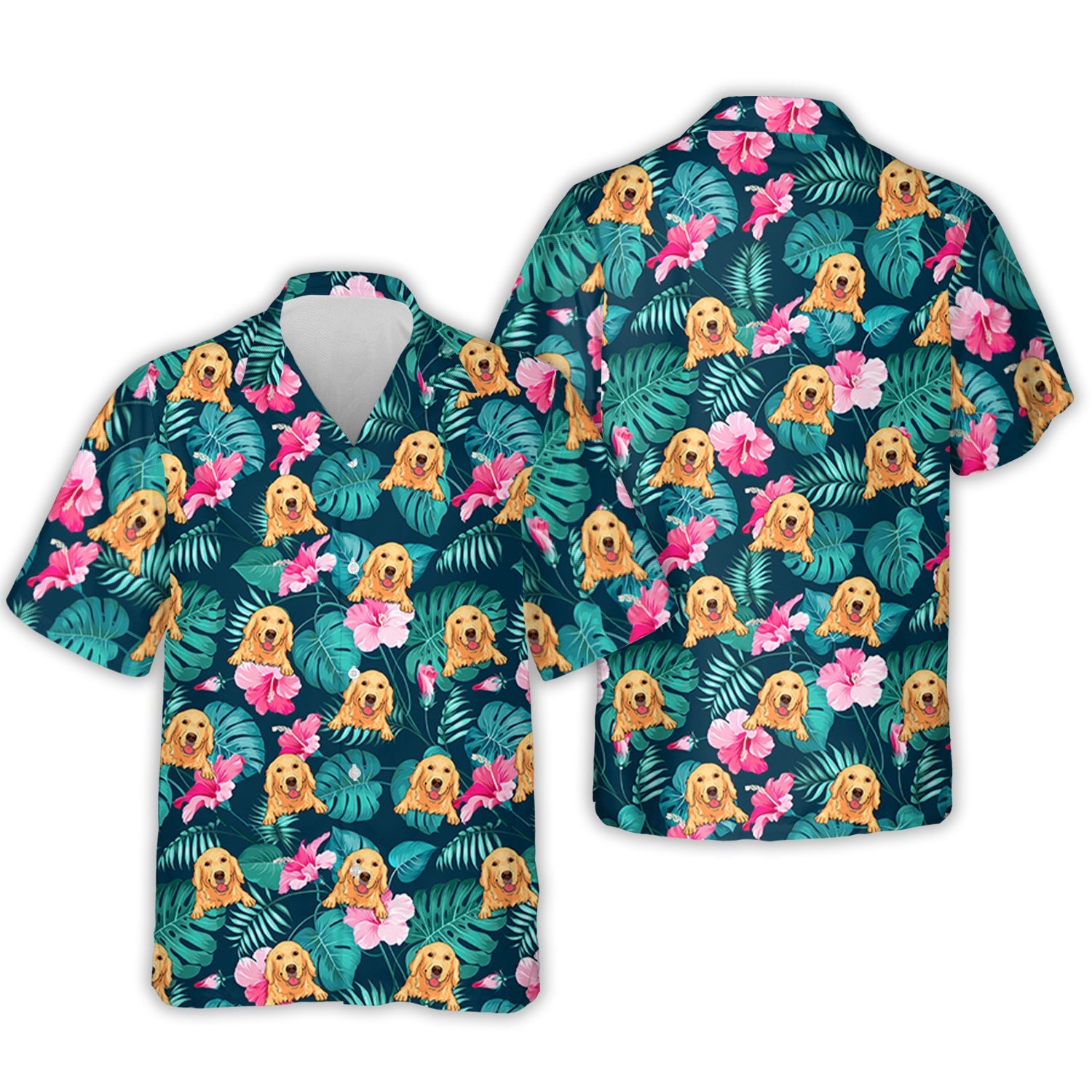 Tropical Dog Pattern Personalized Custom Hawaii Shirt Ha81495