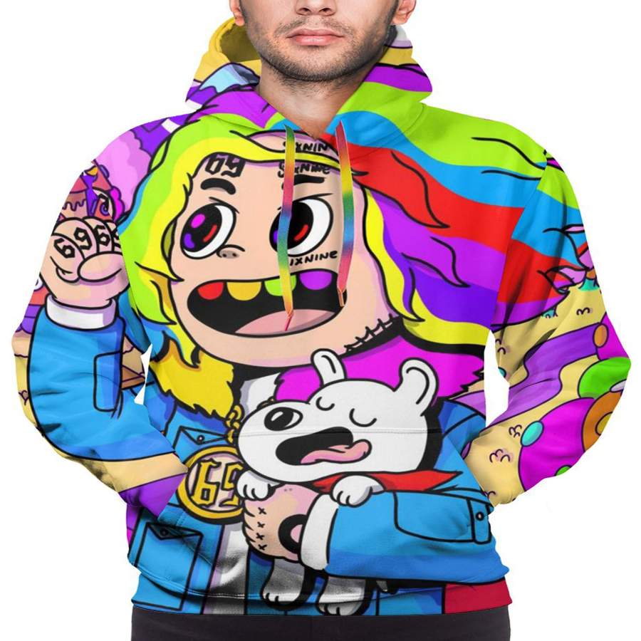 6ix9ine Rainbow Hoodies for Men Women Hooded Sweatshirt Pullover Hoodie