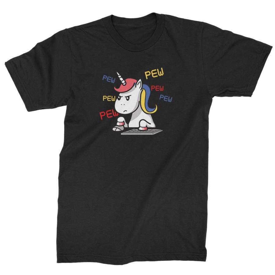 Gamer Unicorn Pew Pew Mens T-Shirt