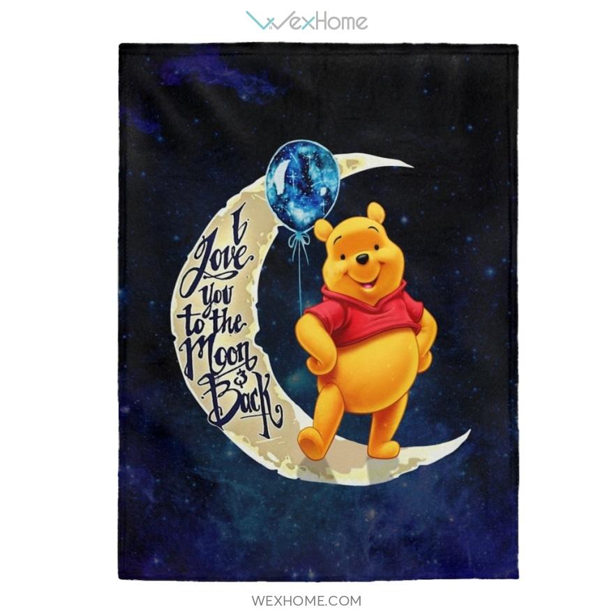 Winnie Cartoon Blanket Winnie The Pooh I Love You To The Moon And Back Velveteen Plush Blanket W2011