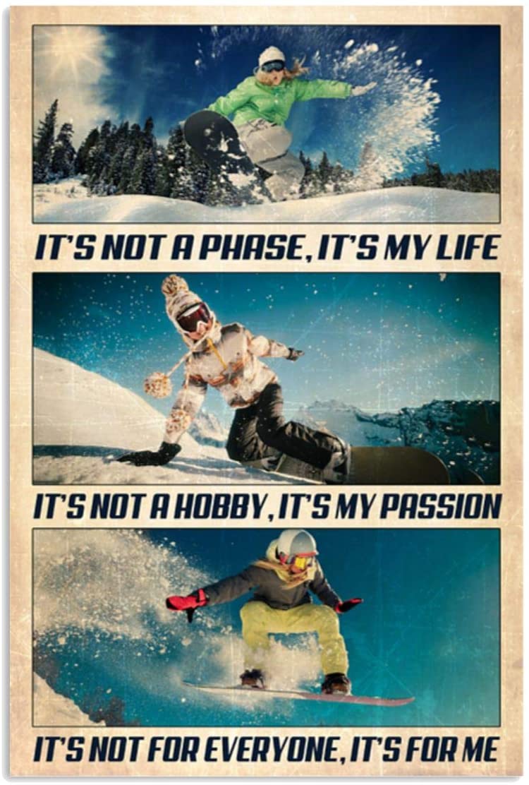 Vintage Girl Snowboarding It’S My Life It’S My Passion Poster Art Print      Home Decor Gift For Men Women Family Friend On Birthday Xmas