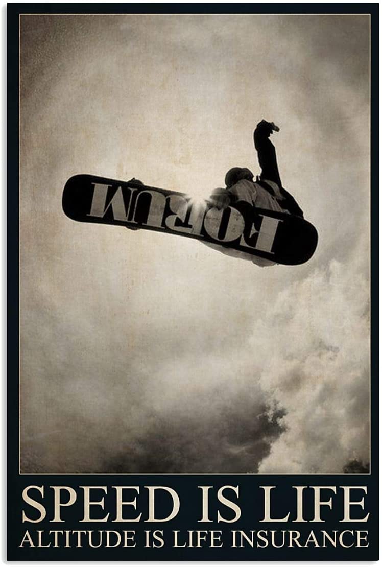 Vintage Snowboarding Speed Is Life Altitude Is Life Insurance Poster Art Print      Home Decor Gift For Men Women Family Friend On Birthday Xmas