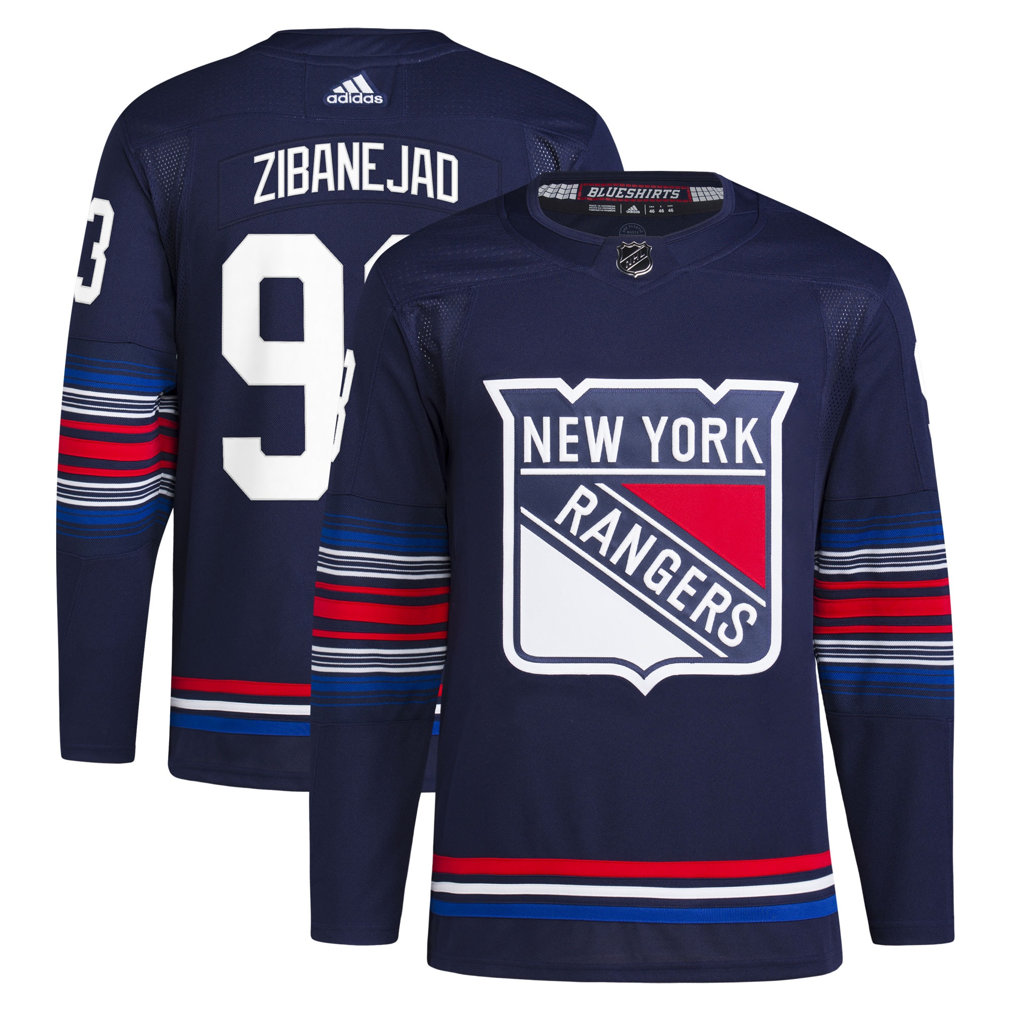 Men's New York Rangers Mika Zibanejad adidas Navy Alternate Authentic Primegreen Player Jersey