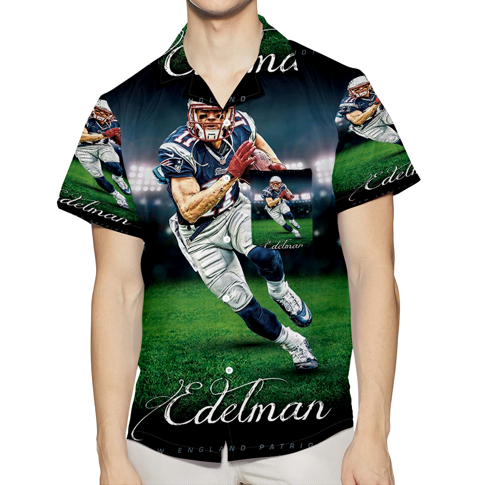 New England Patriots Julian Edelman7 3D All Over Print Summer Beach Hawaiian Shirt With Pocket