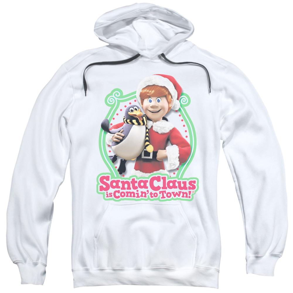 Santa Claus Is Comin To Town Penguin Mens Hoodie White