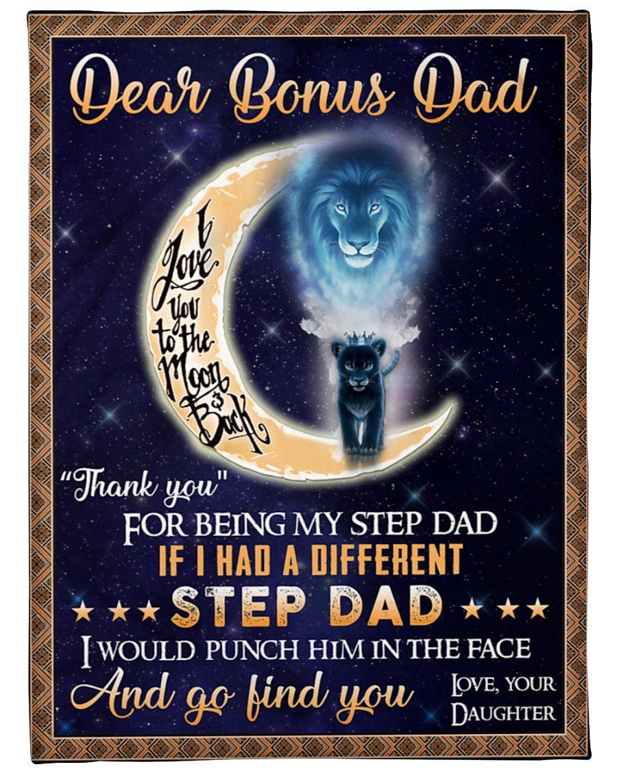 To My Bonus Dad Thank You For Being My Step Dad Daughter Fleece Blanket  Home Decor Bedding Couch Sofa Soft and Comfy Cozy