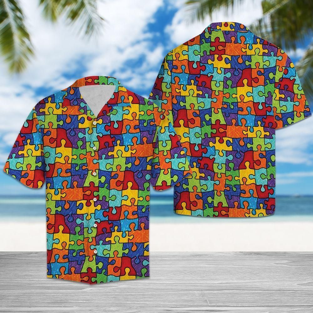 Autism Awareness Puzzle Aloha Hawaiian Shirt Colorful Short Sleeve Summer Beach Casual Shirt For Men And Women