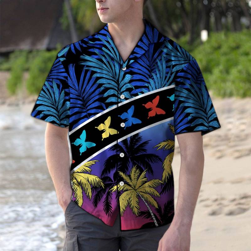 Vacation Tropical Coconut Palm Butterflies H29713 – Hawaiian Shirt